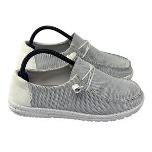 Hey Dude Wendy Sox Stone White Loafers Womens 10 Slip On Comfort Minimalist Shoe